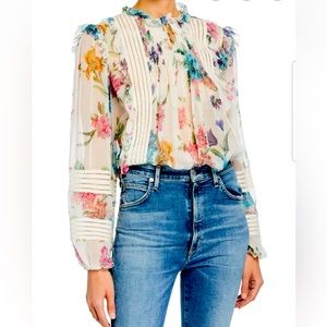 Zimmerman Ninety-Six Linear ruffle floral-print blouse